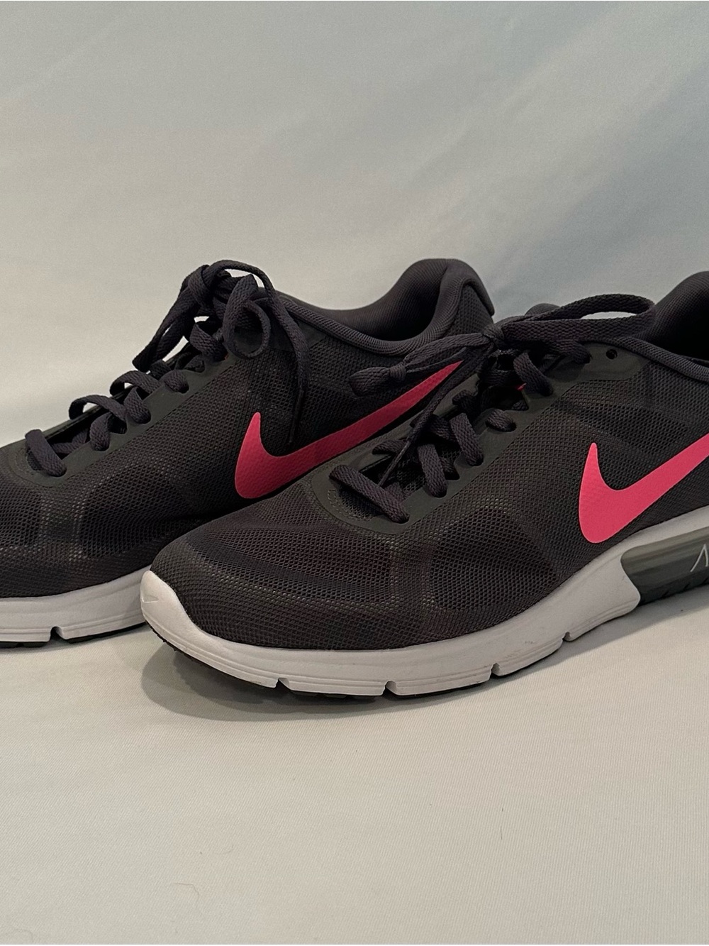 Nike Grey Sneakers with Pink Swoosh